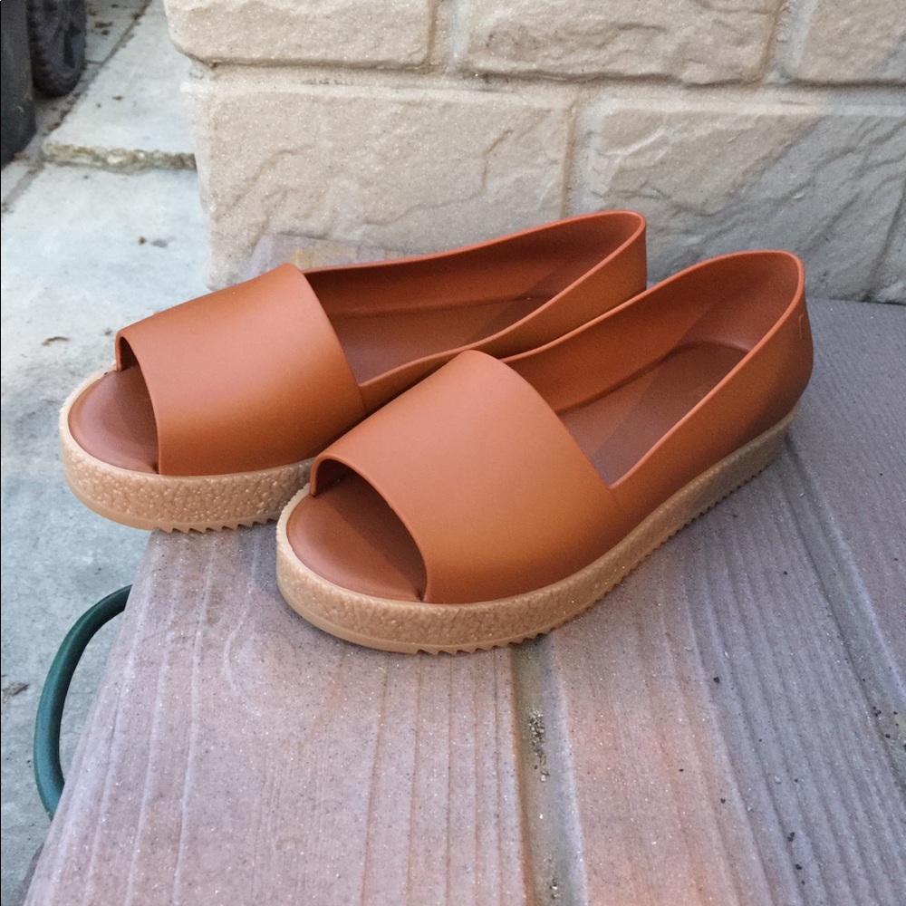 Melissa shoes orange puzzle platform peep toe